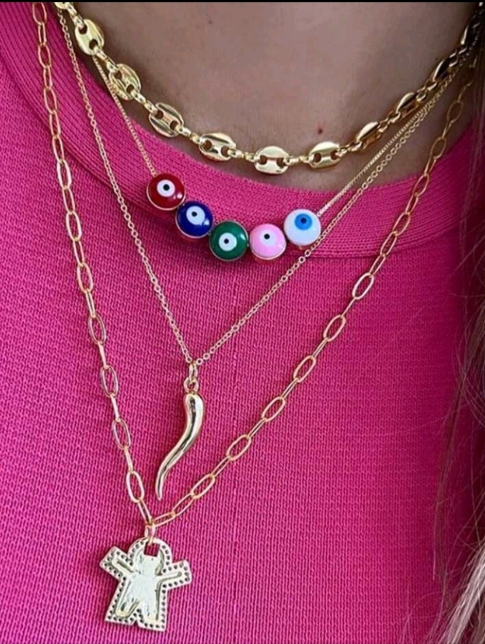 NEW! 18K Gold Plated Coffee Bean Link Chain Choker Necklace